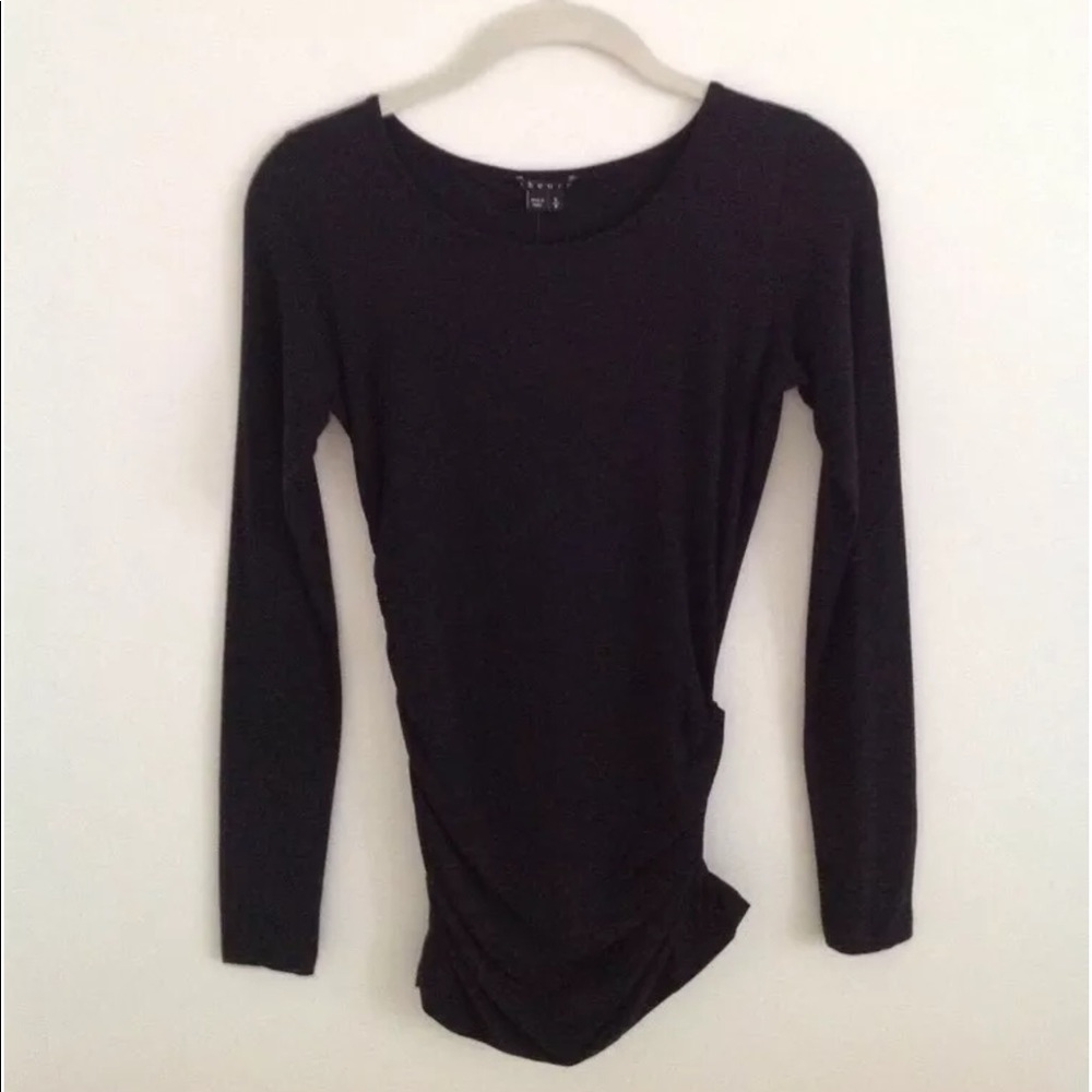 NWT Theory Black Ruched Long Sleeve Tunic Size S
